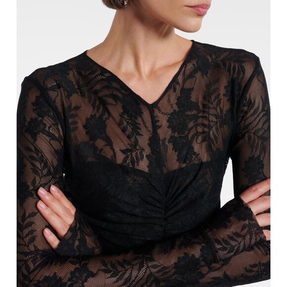 Norma Kamali Long Sleeve V Neck Shirred Front Fishtail Gown in Black Medium New - Picture 13 of 16